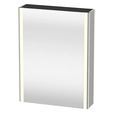 Duravit Xsquare Шкаф зеркальный, Sx, 1 зерк дверца, 2 стекл полки, 1 дер полка, 1 выкл, 1 розетка, цвет: скандинавский белый шелковисто-матовый