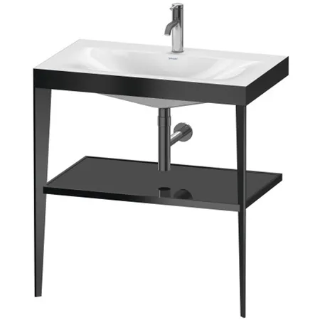 Duravit XViu Консоль напольная, с полкой, с раковиной без перелива, 1 отв, цвет: black matt/black high gloss lacquer
