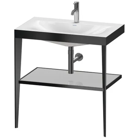 Duravit XViu Консоль напольная, с полкой, с раковиной без перелива, 1 отв, цвет: black matt/crome