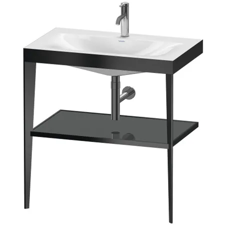 Duravit XViu Консоль напольная, с полкой, с раковиной без перелива, 1 отв, цвет: black matt/flannel grey high gloss lacquer
