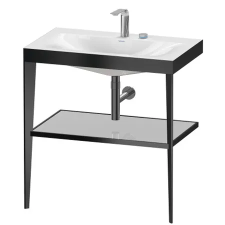 Duravit XViu Консоль напольная, с полкой, с раковиной без перелива, 2 отв, цвет: black matt/crome