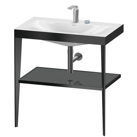 Duravit XViu Консоль напольная, с полкой, с раковиной без перелива, 2 отв, цвет: black matt/flannel grey high gloss lacquer
