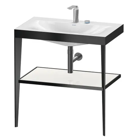 Duravit XViu Консоль напольная, с полкой, с раковиной без перелива, 2 отв, цвет: black matt/white high gloss lacquer