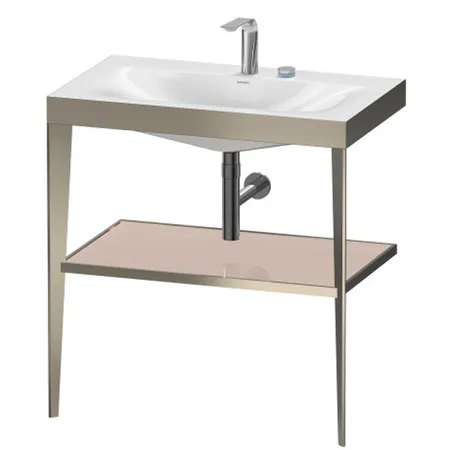 Duravit XViu Консоль напольная, с полкой, с раковиной без перелива, 2 отв, цвет: champagne matt/crome