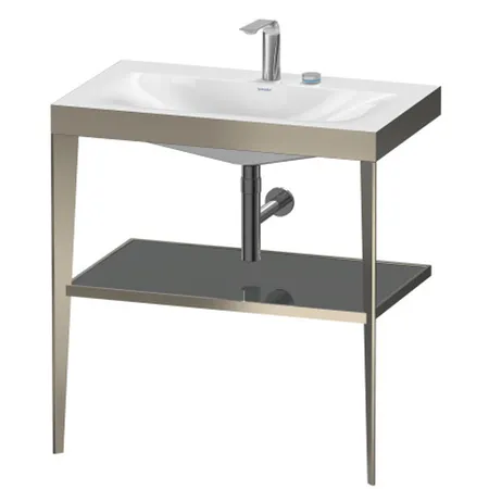 Duravit XViu Консоль напольная, с полкой, с раковиной без перелива, 2 отв, цвет: champagne matt/flannel grey high gloss lacquer