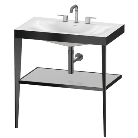 Duravit XViu Консоль напольная, с полкой, с раковиной без перелива, 3 отв, цвет: black matt/crome