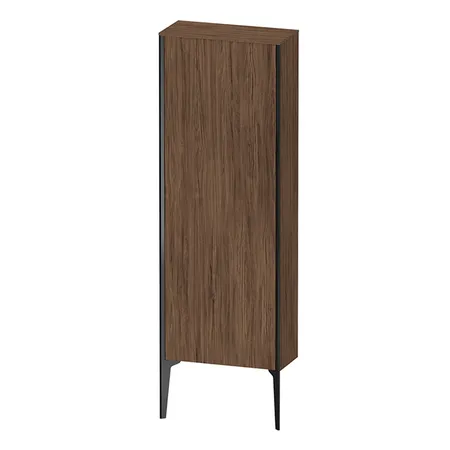 Duravit XViu Шкаф подвесной, с 1 дверью, 3 стеклянными полками (петли справа), цвет: walnut dark/черный матовый