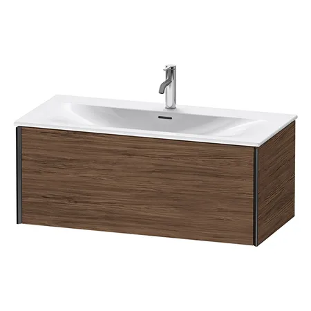 Duravit XViu Тумба подвесная, с раковиной, 1 ящик, цвет: walnut dark/черный матовый