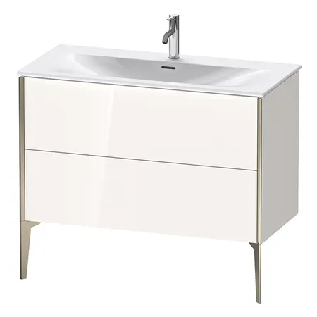 Duravit XViu Тумба подвесная, с раковиной, 2 ящика, цвет: белый глянцевый/champagne matt