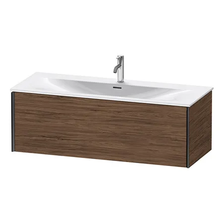 Duravit XViu Тумба подвесная, с раковиной, 1 ящик, цвет: walnut dark/черный матовый