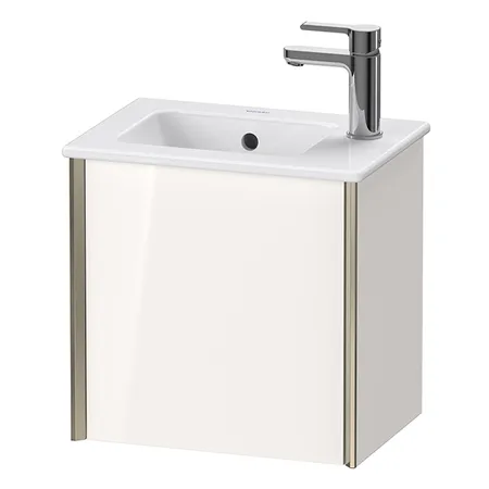 Duravit XViu Тумба подвесная, с раковиной, 1 дверь, (петли справа), цвет: белый глянцевый/champagne matt