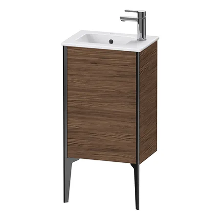 Duravit XViu Тумба напольная, с раковиной, 1 дверь, (петли справа), цвет: walnut dark/черный матовый