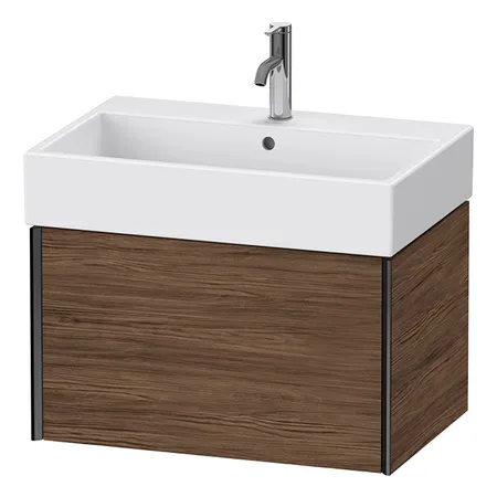 Duravit XViu Тумба подвесная, с раковиной, 1 ящик, цвет: walnut dark/черный матовый