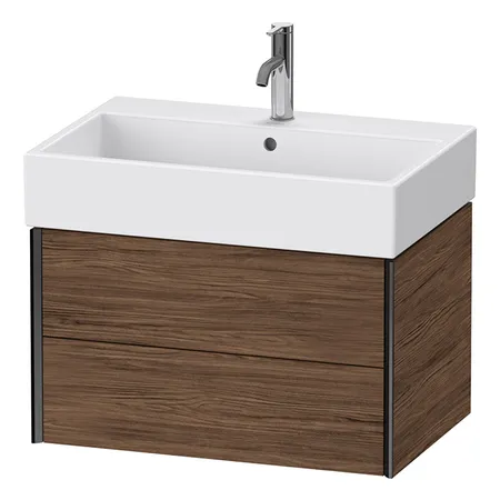 Duravit XViu Тумба подвесная, с раковиной, 2 ящика, цвет: walnut dark/черный матовый