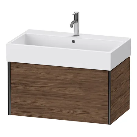 Duravit XViu Тумба подвесная, с раковиной, 1 ящик, цвет: walnut dark/черный матовый