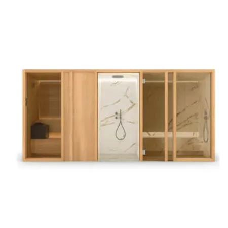 Effegibi Yoku Spa Door Сауна&Хаммам, угловая Sx, цвет: чёрный орех/Calacatta Gold Extra