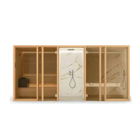 Effegibi Yoku Spa Glass Сауна&Хаммам, угловая Sx, цвет: чёрный орех/Fior di Bosco Tortora
