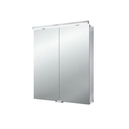 EMCO Flat Зеркальный шкаф, LED-подсветка, 2 двери, 2 полки, розетка, без нижней подсветки