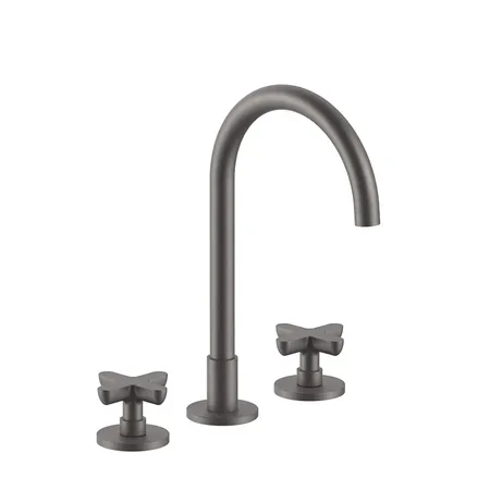 Fantini Icona Classic Смеситель для раковины, 3 отверстия, цвет: матовая оружейная сталь
