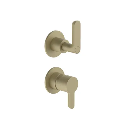 Fantini Icona deco Смеситель для душа, встраиваемый, с переключателем на 2 потока, внешняя часть, цвет: Matt British Gold PVD