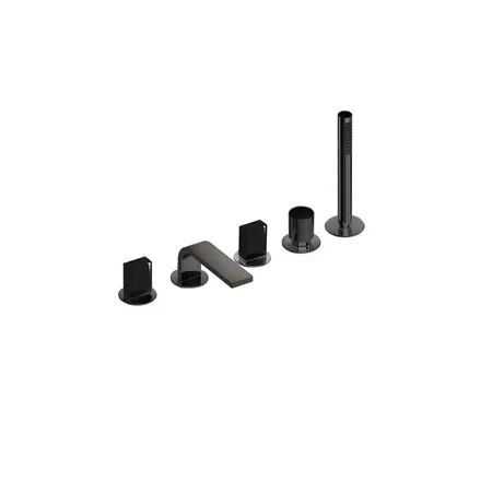 Fantini Venezia In Смеситель для ванны, набортный, 5 отв, излив:, цвет: Matt Gun Metal PVD