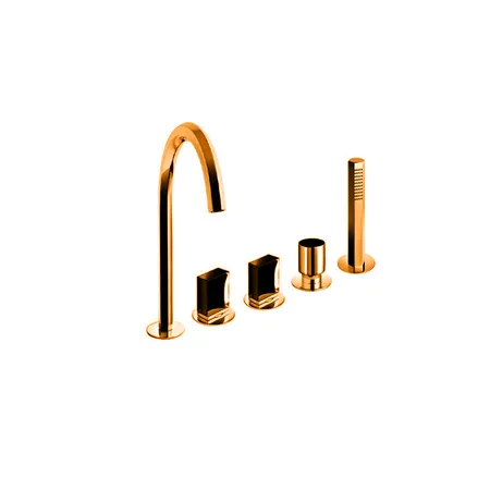 Fantini Venezia Смеситель для ванны, набортный, 5 отв, излив:, цвет: Matt Copper PVD