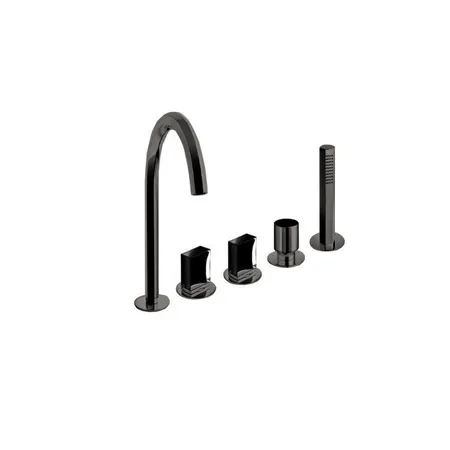 Fantini Venezia Смеситель для ванны, набортный, 5 отв, излив:, цвет: Matt Gun Metal PVD