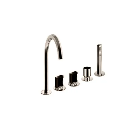 Fantini Venezia Смеситель для ванны, набортный, 5 отв, излив:, цвет: Nickel PVD