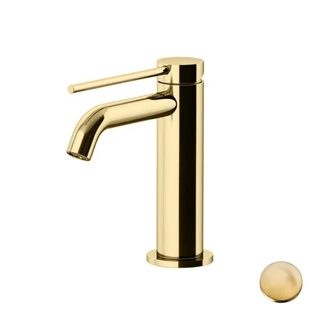 Gattoni Circle Two Смеситель для раковины на 1 отверстие, излив, с донным клапаном, цвет: Oro Brush