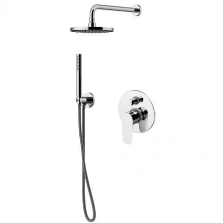 Gattoni H2Omix7000 Комплект для душа со смесителем встроенным на 2 выхода, ручным душем с держателем и верхним душем, цвет: хром