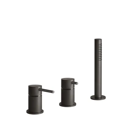 Gessi 316 Смеситель для ванны на 3 отв, с душевой лейкой, цвет: brushed black metal pvd
