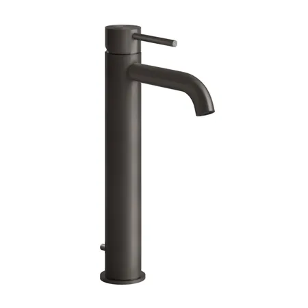 Gessi 316 Смеситель для раковины на 1 отв, высокий h:, с донным клапаном, излив:, цвет: brushed black metal pvd