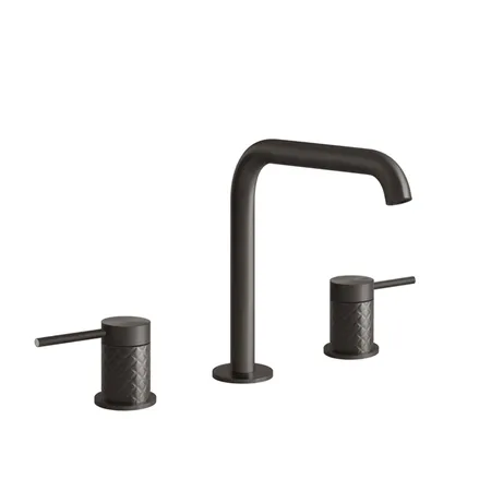 Gessi 316 Смеситель для раковины на 3 отверстия, без донного клапана, излив, цвет: brushed black metal pvd