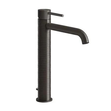 Gessi 316 Смеситель для раковины на 1 отв, высокий, h:, с донным клапаном, излив:, цвет: brushed black metal pvd