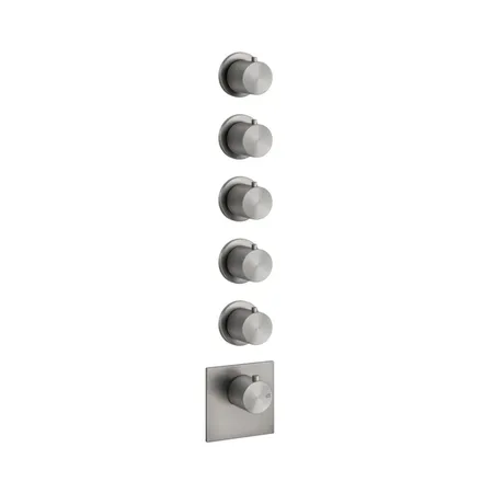 Gessi 316 Встраиваемый термостатический смеситель на 5 источников, резьба 3/4", внешняя часть, цвет: steel brushed