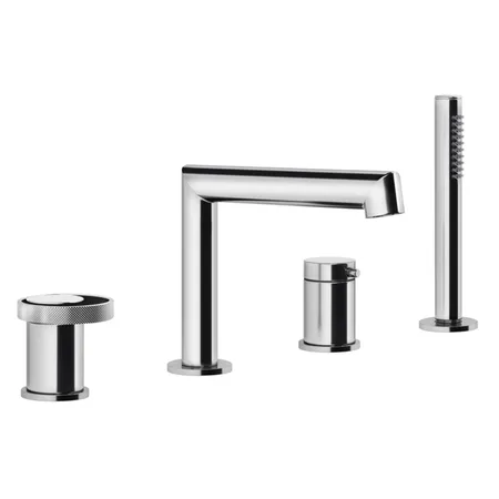 Gessi Anello Смеситель для ванны на 4 отверстия: излив, девиатор, шланг, лейка, цвет: хром