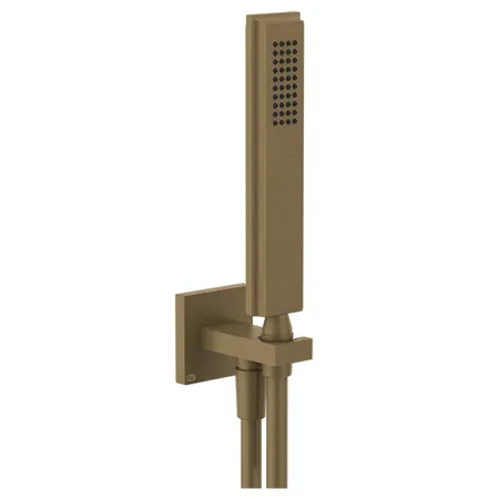 Gessi Eleganza Гигиенический душ с выводом воды, держателем и черным шлангом, цвет: Antique Brass