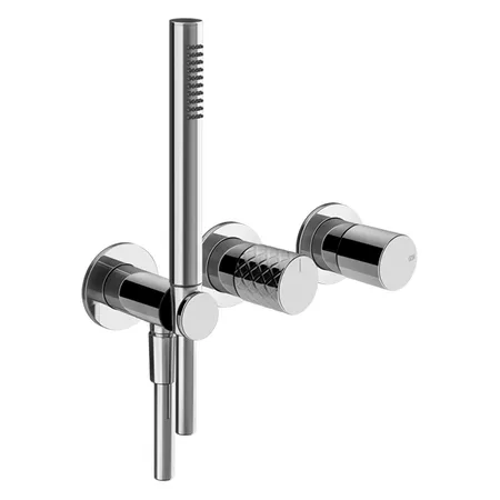 Gessi Habito Intreccio Смеситель для душа, встраиваемый, с переключателем на 2 положения, с ручным душем, настенным держателем, цвет: хром