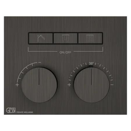 Gessi Hi-Fi Термостат для душа, с включением до 3 источников одновременно, внешняя часть, цвет: Black Metal Brushed PVD