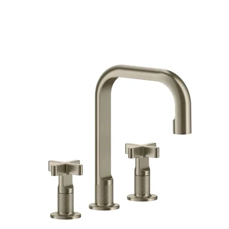 Gessi Inciso Смеситель для раковины на 3 отверстия с донным клапаном, излив, цвет: finox
