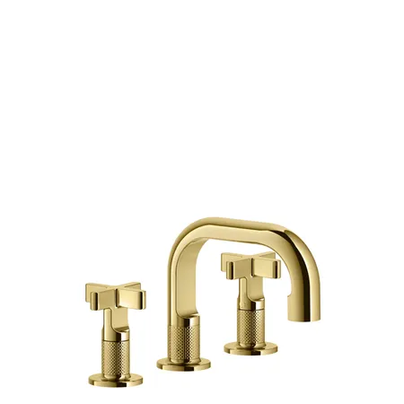 Gessi Inciso Смеситель для раковины на 3 отв, с донным клапаном, цвет: золото