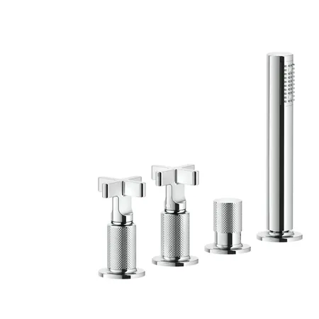 Gessi Inciso Смеситель для ванны, 4 отв, с ручным душем и шлангом, цвет: хром