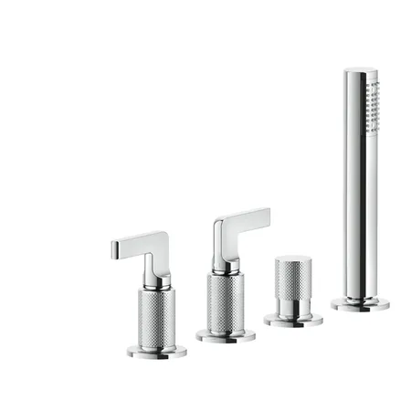 Gessi Inciso Смеситель для ванны, 4 отв, с ручным душем и шлангом, цвет: хром