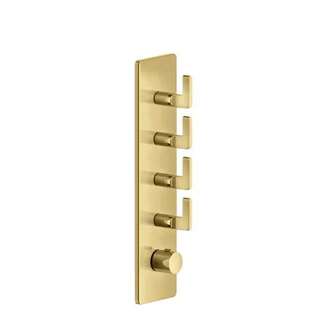 Gessi Inciso Встраиваемый термостатический смеситель на 4 источника, резьба 3/4", внешняя часть, цвет: золото