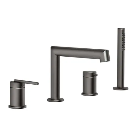Gessi Ingranaggio Смеситель на борт ванны, на 4 отв, с ручным душем, цвет: Black Metal Brushed PVD