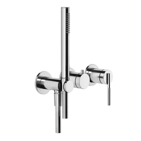 Gessi Ingranaggio Встраиваемый однорычажный смеситель на 2 выхода с перекл, ручным душем с держателем и выводом воды, внешняя часть, цвет: хром