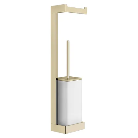 Gessi Inverso Accessories Стойка с держателем т/б и ершиком белым, подвесная, цвет: Brass Brushed PVD