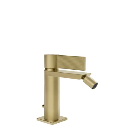 Gessi Inverso Rigato Смеситель для биде, 1 отв, с донным клапаном, цвет: Brass Brushed PVD