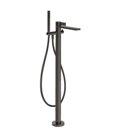Gessi Inverso Rigato Внешняя часть напольного смесителя для ванны с перекл и ручным душем, цвет: Black Metal Br. PVD