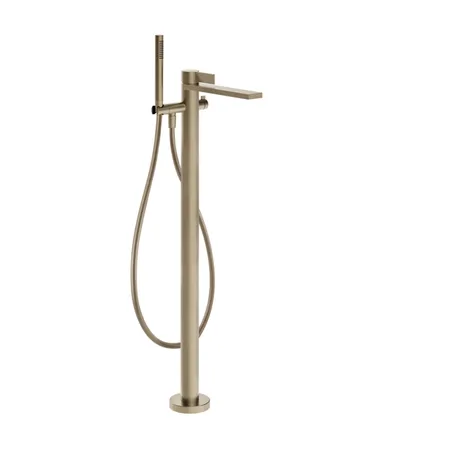 Gessi Inverso Rigato Внешняя часть напольного смесителя для ванны с перекл и ручным душем, цвет: Finox Brushed Nickel